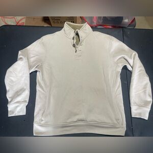 Off White/Tan Sweatshirt with Button Collar